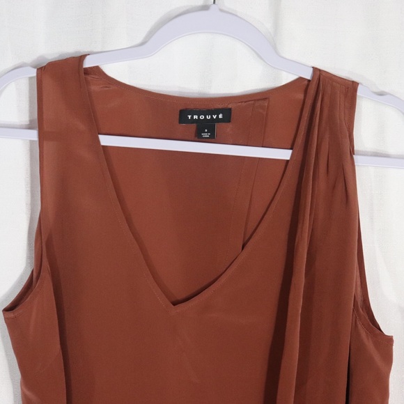 Trouvé brown Silk asymmetrical flowy blouse - Picture 3 of 9
